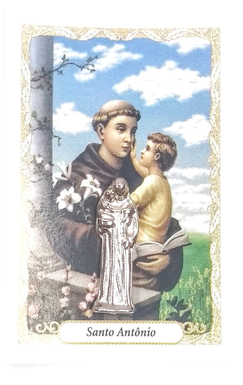Imagem de bolso Santo Antônio Embalada com oração (pacote com 100)