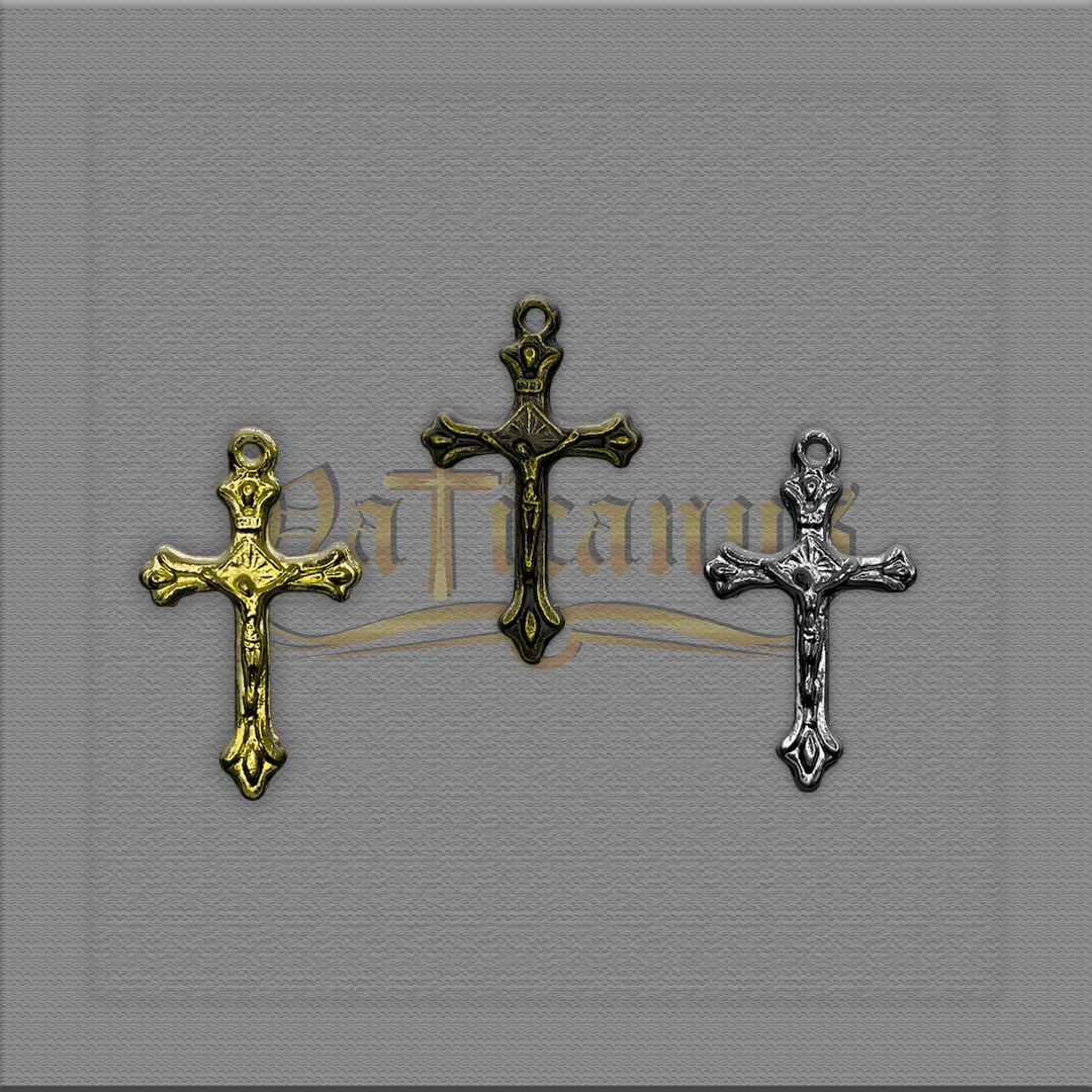 Crucifixo 3cm x 2cm para montagem de terços níquel 