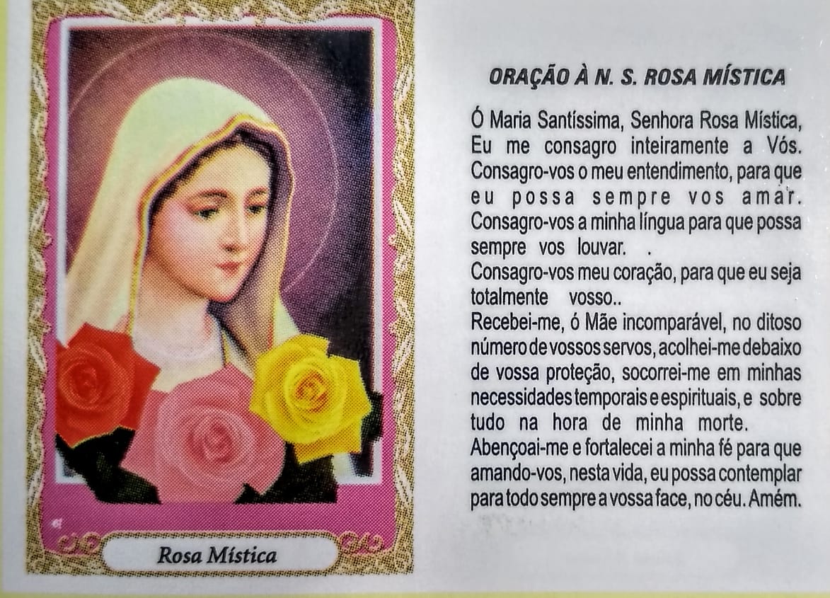 Santinho de papel Nossa Senhora Rosa Mística ( pacote com 100)