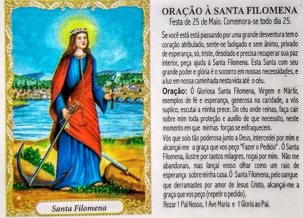 Santinho de papel Santa Filomena (pacote com 100)