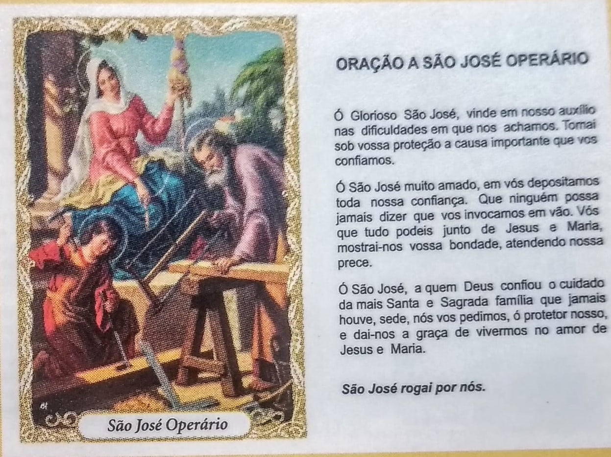 SÃO JOSÉ OPERÁRIO - PACOTE C/ 100 SANTINHOS DE PAPEL
