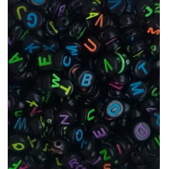 Letras Redonda preta e colorida 07mm em plástico com 50G ( Mais ou menos 450 letrinhas)