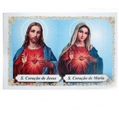 SAGRADO CORAÇÃO DE JESUS E MARIA - PACOTE C/ 100 SANTINHOS DE PAPEL