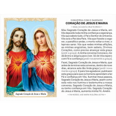 SAGRADO CORAÇÃO DE JESUS E MARIA - PACOTE C/ 100 SANTINHOS DE PAPEL